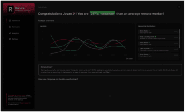 Remotie App Preview - AI-Powered Healthy Life Assistant for Remote Workers